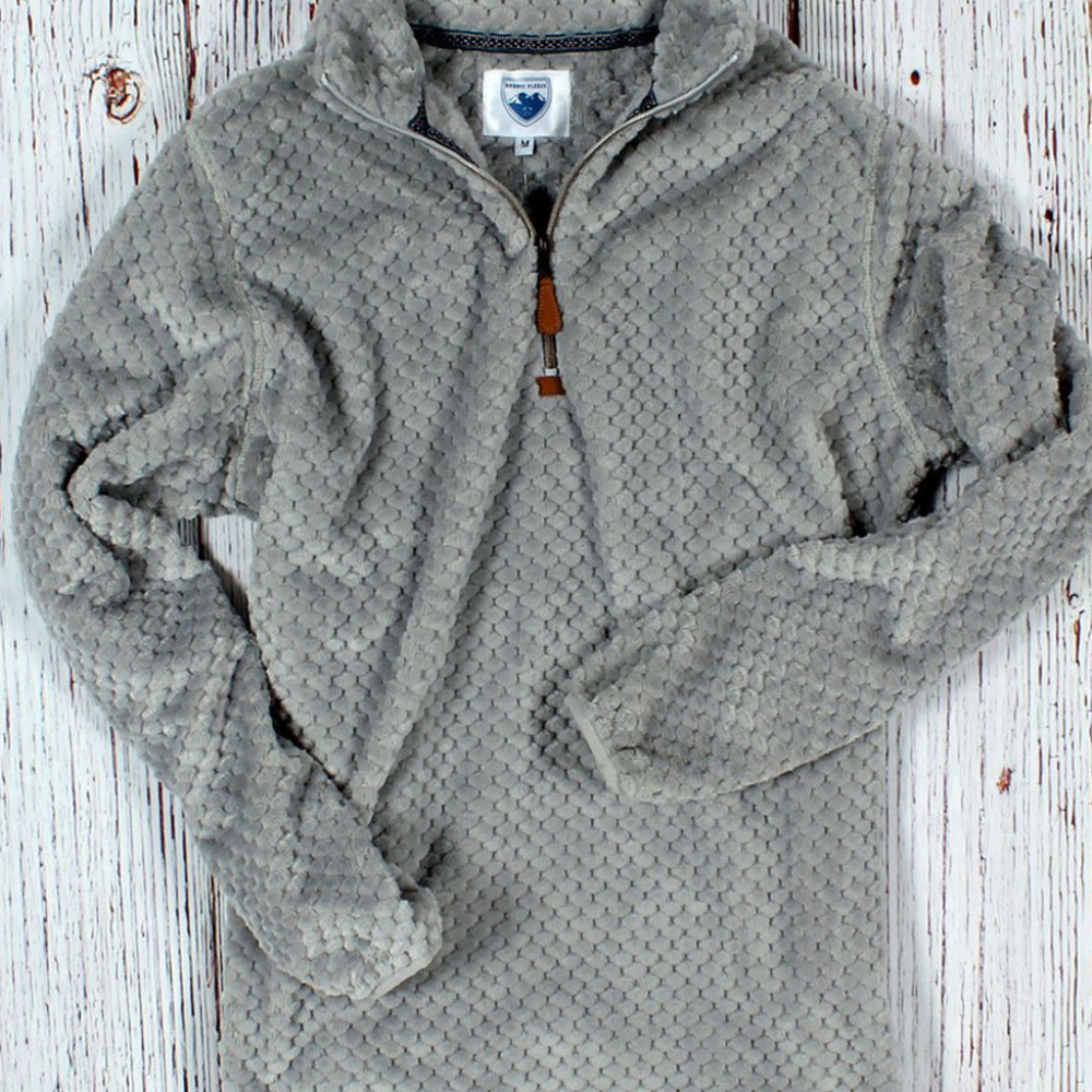 Nordic Fleece Gray Trysil Plush 3/4 Zip Pullover